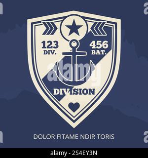 Patch marine avec ancre sur fond grunge. Emblème de l'armée, illustration vectorielle. Patch marine avec ancre Illustration de Vecteur