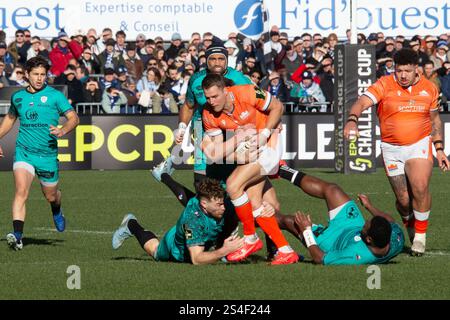 Duhan Van Der Merwe d'Édimbourg lors de l'EPCR Challenge Cup, Pool 3 rugby à xv match opposant le RC vannes et Edinburgh Rugby le 11 janvier 2025 au stade la Rabine de vannes, France Banque D'Images