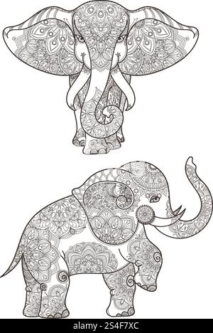 Illustration d'éléphant avec mandalas vecteur décoration. Éléphant ethnique avec motif de décoration mandala. Illustration d'éléphant avec mandalas vecteur décoration Illustration de Vecteur
