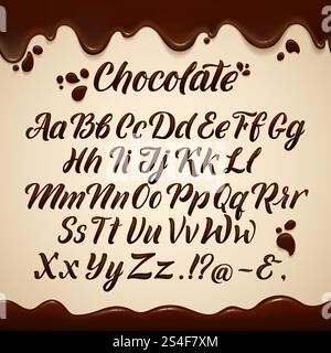 Alphabet latin dans le style liquide. Écriture à la main de lettres marron chocolat. Illustration vectorielle. Alphabet chocolat brun, liquide de type abc. Alphabet latin dans le style liquide. Écriture à la main de lettres marron chocolat. Illustrations vectorielles Illustration de Vecteur