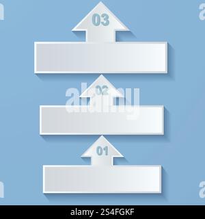 Conception de modèle infographique avec trois étapes et flèches vers le haut. Illustration de Vecteur