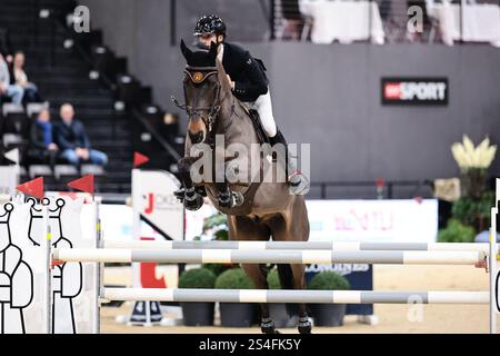 Bâle, Suisse. 12 janvier 2025. Zacharie Luyet de Suisse avec Kalan lors du Prix des talents équestres suisses - finale U25 au Longines CHI Classics Basel le 12 janvier 2025, Bâle, Suisse (photo de Maxime David - MXIMD Pictures) crédit : MXIMD Pictures/Alamy Live News Banque D'Images