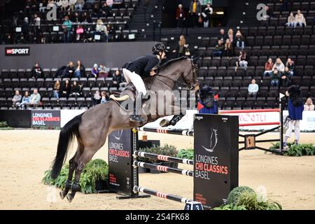 Bâle, Suisse. 12 janvier 2025. Zacharie Luyet de Suisse avec Kalan lors du Prix des talents équestres suisses - finale U25 au Longines CHI Classics Basel le 12 janvier 2025, Bâle, Suisse (photo de Maxime David - MXIMD Pictures) crédit : MXIMD Pictures/Alamy Live News Banque D'Images