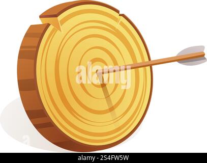 Icône de cible bois. Dessin animé de l'icône de vecteur cible en bois pour la conception Web isolé sur fond blanc. Icône de cible en bois, style de dessin animé Illustration de Vecteur