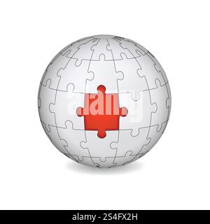 Puzzle Land avec rouge au milieu. Concept commercial. Illustration de Vecteur