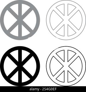 Cross cercle rond sur du pain concept corps pièces Christ infini connexion icône religieuse set couleur gris noir style télévision illustration vectorielle simple image Illustration de Vecteur