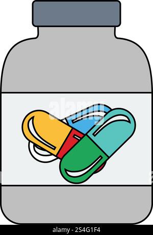 Remise en Forme de l'icône design plat comprimés dans un contenant en couleurs de l'interface utilisateur. Vector illustration. Illustration de Vecteur