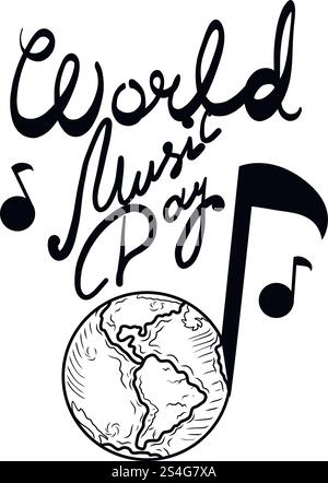 Fond de concept de journée de musique live. Illustration dessinée à la main de fond de concept de vecteur de jour de musique en direct pour la conception Web. Fond de concept de jour de musique live, style dessiné à la main Illustration de Vecteur