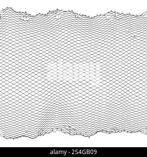 Texture sans couture de vecteur de filet de corde de pêcheur noir isolé sur blanc. Filet pêcheur pour la chasse, illustration de surface de fibre. Texture sans couture de vecteur de filet de corde de pêcheur noir isolé sur blanc Illustration de Vecteur
