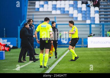 Reggio Emilia, Italie. 12 janvier 2025. Arbitre Alessandro Prontera lors du match italien de Serie B entre AC Reggiana vs SSC Bari au stade Mapei de Reggio Emilia 12 gennaio 2025 lors de AC Reggiana vs SSC Bari, match italien de football Serie B à Reggio Emilia, Italie, 12 janvier 2025 crédit : Independent photo Agency/Alamy Live News Banque D'Images