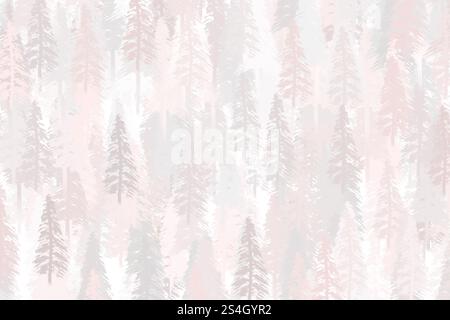 Illustration abstraite de forêt de pins. Motif abstrait d'inspiration botanique. Tons pastel doux dans un design créé numériquement. Idéal pour les arrière-plans élégants Banque D'Images