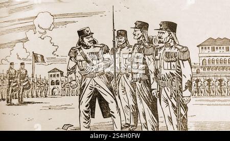 Une vieille image montrant un officier de la Légion étrangère française ( Légion étrangère ou la Légion) cérémonieusement rayé de son rang. La Légion étrangère a été créée par Louis Philippe ] le Roi de France le 10 mars 1831 ==== une ancienne image possède un officier de la Légion étrangère en train d'être dépouillé de son grade. La Légion étrangère a été créée par Louis-Philippe le roi de France le 10 mars 1831 Banque D'Images