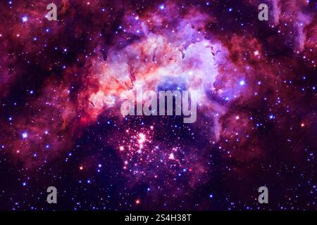 Nébuleuse de l'espace bleu avec des étoiles. Éléments de cette image fournie par la NASA Banque D'Images