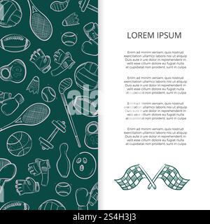 Illustration de modèle de fond de bannière de Doodle vecteur de sport actif. Bannière vectorielle de choses sportives actives Illustration de Vecteur