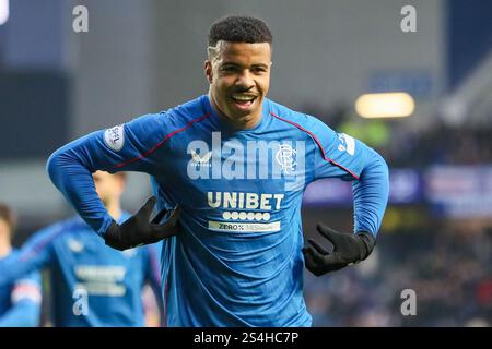 Glasgow, Écosse, Royaume-Uni. Glasgow, Royaume-Uni. 12 janvier 2025. Les Rangers ont joué St Johnstone en première classe écossaise à l'Ibrox Stadium, Glasgow, Écosse, Royaume-Uni. Le score final était Rangers 3 - 1 St Johnstone. Les buts ont été marqués par H. Igamane (16')Goal 16 minutes V. Černý (20')Goal 20 minutes M. Diomande (25') pour les Rangers et J. Sanders (54) pour St Johnstone. Crédit : Findlay/Alamy Live News Banque D'Images