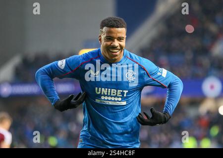 Glasgow, Écosse, Royaume-Uni. Glasgow, Royaume-Uni. 12 janvier 2025. Les Rangers ont joué St Johnstone en première classe écossaise à l'Ibrox Stadium, Glasgow, Écosse, Royaume-Uni. Le score final était Rangers 3 - 1 St Johnstone. Les buts ont été marqués par H. Igamane (16')Goal 16 minutes V. Černý (20')Goal 20 minutes M. Diomande (25') pour les Rangers et J. Sanders (54) pour St Johnstone. Crédit : Findlay/Alamy Live News Banque D'Images