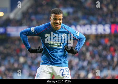 Glasgow, Écosse, Royaume-Uni. Glasgow, Royaume-Uni. 12 janvier 2025. Les Rangers ont joué St Johnstone en première classe écossaise à l'Ibrox Stadium, Glasgow, Écosse, Royaume-Uni. Le score final était Rangers 3 - 1 St Johnstone. Les buts ont été marqués par H. Igamane (16')Goal 16 minutes V. Černý (20')Goal 20 minutes M. Diomande (25') pour les Rangers et J. Sanders (54) pour St Johnstone. Crédit : Findlay/Alamy Live News Banque D'Images