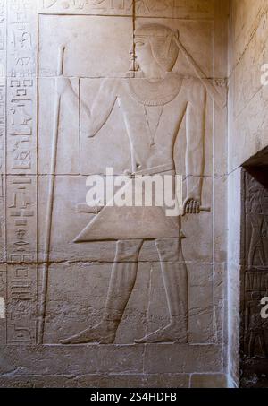 Serviteur en sculptures sur les murs du tombeau de Kagemni, vizir du roi Téti, dans la nécropole de Sakkara Banque D'Images