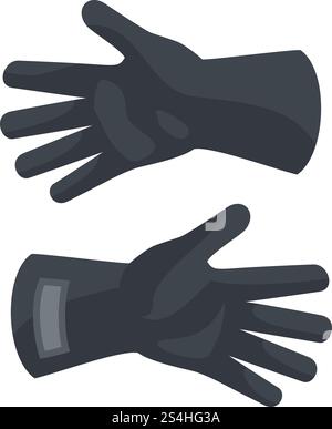 Icône gants de protection noirs. Illustration plate de l'icône de vecteur de gants de protection noir pour la conception de Web. Icône de gants de protection noire, style plat Illustration de Vecteur