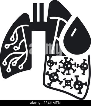 Icône poumons du virus de la pneumonie. Illustration simple de l'icône de vecteur de poumons de virus de pneumonie pour la conception de Web isolé sur fond blanc. Icône poumons de virus de pneumonie, style simple Illustration de Vecteur