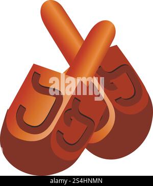Icône de dreidel juive. Dessin animé de l'icône vectorielle dreidel juive pour la conception Web isolé sur fond blanc. Icône de dreidel juive, style de bande dessinée Illustration de Vecteur