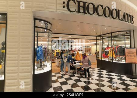HONG KONG, CHINE - 01 FÉVRIER 2019 : entrée au magasin Chocoolate à Hong Kong. Banque D'Images