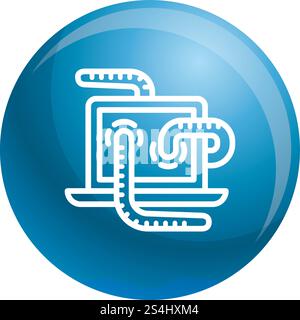 Icône de ver informatique. Icône vectorielle de ver informatique de contour pour la conception Web isolé sur fond blanc. Icône de ver informatique, style de contour Illustration de Vecteur