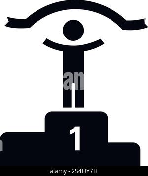 Icône de la première place sur le podium. Illustration simple de la première icône de vecteur de place de podium pour la conception Web isolé sur fond blanc. Icône de première place de podium, style simple Illustration de Vecteur