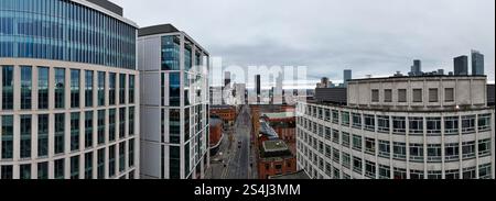 Image aérienne au-dessus d'Oxford Road à Manchester UK Banque D'Images