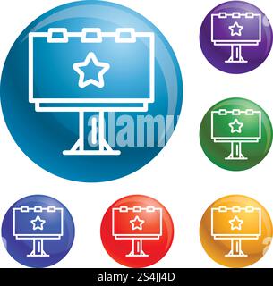 Les icônes de panneau d'affichage définissent le vecteur 6 couleur isolé sur fond blanc. Les icônes de panneau d'affichage définissent le vecteur Illustration de Vecteur