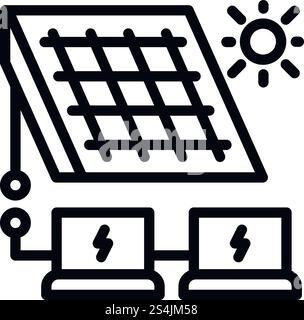 Icône de solution énergétique de panneau solaire. Icône vectorielle de solution d'énergie de panneau solaire pour la conception de Web isolé sur fond blanc. Icône de solution d'énergie de panneau solaire, style de contour Illustration de Vecteur