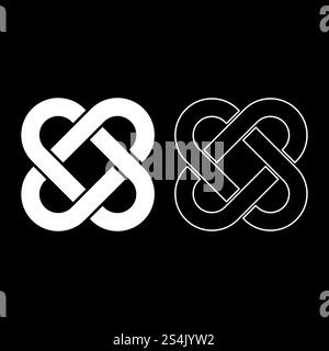 Celtic noeud icône contour set blanc illustration vectorielle de couleur blanche style plat image simple. Contour d'icône de noeud celtique défini blanc illustration vectorielle de couleur blanche image de style plat Illustration de Vecteur