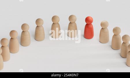 Image conceptuelle du travail d'équipe. Parfait pour représenter la stratégie d'entreprise, le leadership et la gestion.rendu 3D sur fond blanc. Banque D'Images