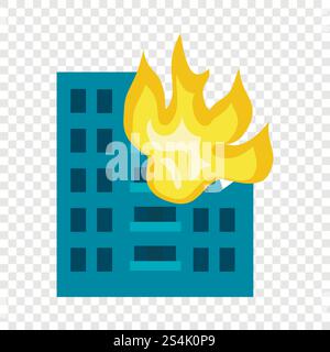 Icône construction en feu. Illustration plate de la construction dans l'icône de vecteur de feu pour la conception Web. Bâtiment en icône de feu, style plat Illustration de Vecteur