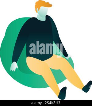 Homme à l'icône de sac de haricot. Isométrique de l'homme à l'icône de vecteur de sac de haricot pour la conception de Web isolé sur fond blanc. Homme à l'icône de sac de haricot, style isométrique Illustration de Vecteur