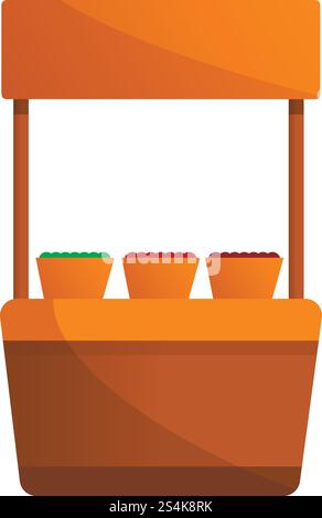 Icône de kiosque de rue de légumes. Dessin animé de l'icône vectorielle de kiosque de rue de légumes pour la conception de Web isolé sur fond blanc. Icône de kiosque de rue de légumes, style de bande dessinée Illustration de Vecteur