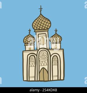 Icône de l'église chrétienne. Illustration dessinée à la main de l'icône vectorielle de l'église chrétienne pour la conception Web. Icône d'église chrétienne, style dessiné à la main Illustration de Vecteur