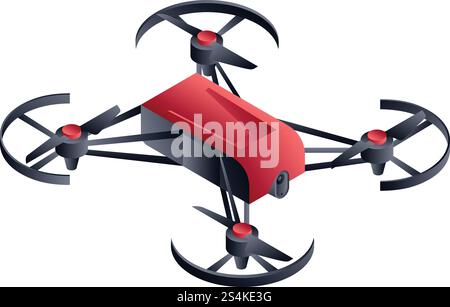 Icône rouge de drone protégé. Isométrique de l'icône de vecteur de drone protégé rouge pour la conception de Web isolé sur fond blanc. Icône rouge de drone protégé, style isométrique Illustration de Vecteur