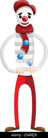 Icône de clown Circus jongler. Dessin animé de l'icône vectorielle de clown de jongleur de cirque pour la conception de Web isolé sur fond blanc. Icône de clown de cirque jongleur, style de dessin animé Illustration de Vecteur
