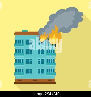 Icône de bâtiment de ville brûlante. Illustration plate de l'icône de vecteur de bâtiment de ville brûlante pour la conception de Web. Icône de bâtiment de ville brûlante, style plat Illustration de Vecteur