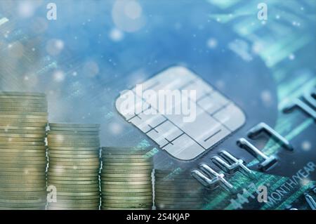 Carte de crédit avec fond d'argent. Concept de banque de crédit financier. Banque D'Images
