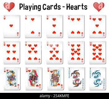 Jeu complet de cartes à jouer en costume coeur Banque D'Images