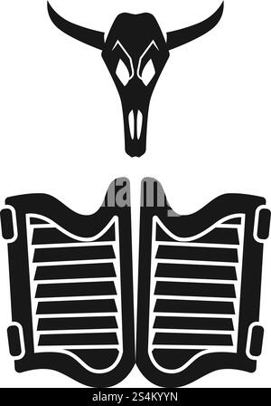 Icône de portes de berline crâne. Illustration simple de l'icône vectorielle de portes de saloon de crâne pour la conception Web isolé sur fond blanc. Icône de portes de berline crâne, style simple Illustration de Vecteur