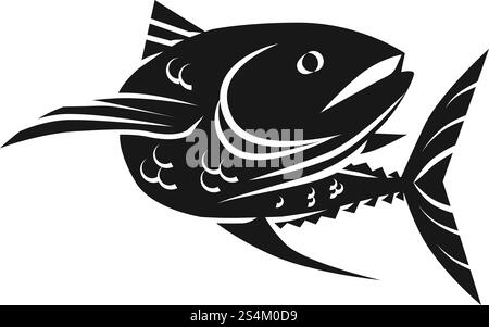 Icône de poisson de thon de mer. Illustration simple de l'icône vectorielle de poisson de thon de mer pour la conception de Web isolé sur fond blanc. Icône de poisson de thon de mer, style simple Illustration de Vecteur