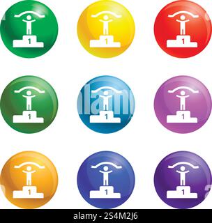 Premier podium place icônes vecteur 9 ensemble de couleurs isolé sur fond blanc pour n'importe quelle conception Web. Premier vecteur d'icônes de place de podium Illustration de Vecteur