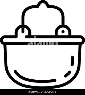 Icône de chaudron de camp. Icône vectorielle de chaudron camp de contour pour la conception Web isolé sur fond blanc. Icône de chaudron de camp, style de contour Illustration de Vecteur