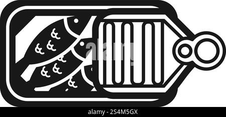 Icône d'ouverture de sardines en conserve. Illustration simple de sardines en conserve icône vectorielle ouverte pour la conception Web isolé sur fond blanc. Sardines en conserve icône ouverte, style simple Illustration de Vecteur