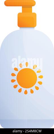 Icône de distributeur de crème solaire. Dessin animé de l'icône vectorielle de distributeur de crème Sunblock pour la conception de Web isolé sur fond blanc. Icône de distributeur de crème Sunblock, style de dessin animé Illustration de Vecteur