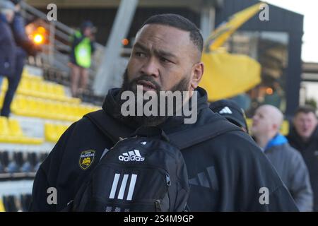 La Rochelle, France. 12 janvier 2025. 3 Uini Atonio du stade Rochelais lors de la Coupe des Champions, match de rugby de la poule 2 entre le stade Rochelais (la Rochelle) et le Leinster Rugby le 12 janvier 2025 au stade Marcel Deflandre à la Rochelle, France - photo Laurent Lairys/ABACAPRESS. COM Credit : Abaca Press/Alamy Live News Banque D'Images