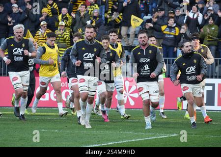 La Rochelle, France. 12 janvier 2025. Équipe stade Rochelais lors de la Coupe des Champions, match de rugby de la poule 2 entre stade Rochelais (la Rochelle) et Leinster Rugby le 12 janvier 2025 au stade Marcel Deflandre à la Rochelle, France - photo Laurent Lairys/ABACAPRESS. COM Credit : Abaca Press/Alamy Live News Banque D'Images